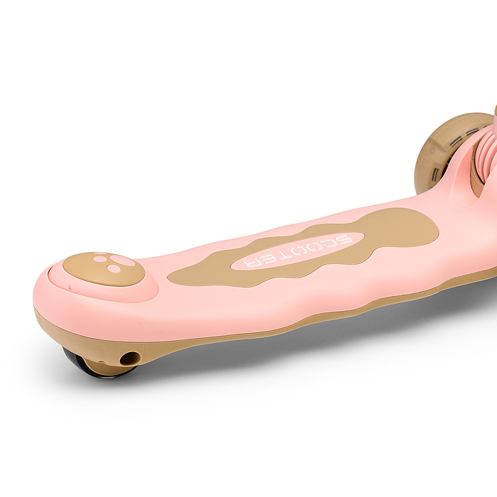 Самокат U001193Y "Динозаврик" 3-х. кол., колеса PU, розовый, в коробке