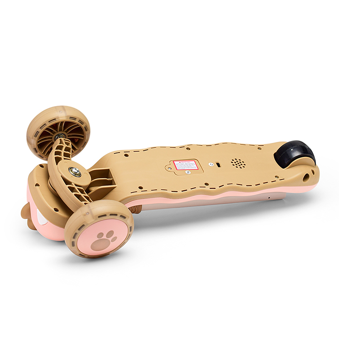 Самокат U001193Y "Динозаврик" 3-х. кол., колеса PU, розовый, в коробке