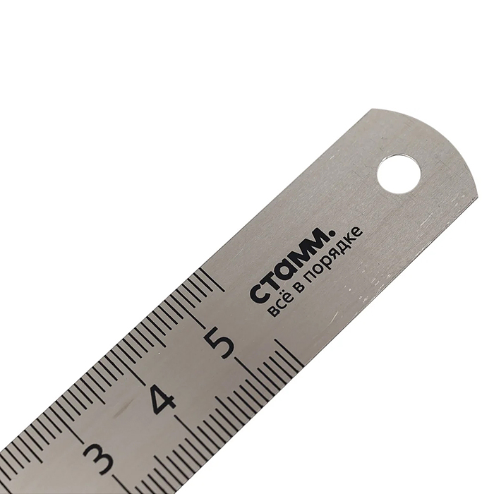 Линейка 20см стальная, ПВХ чехол с европодвесом 