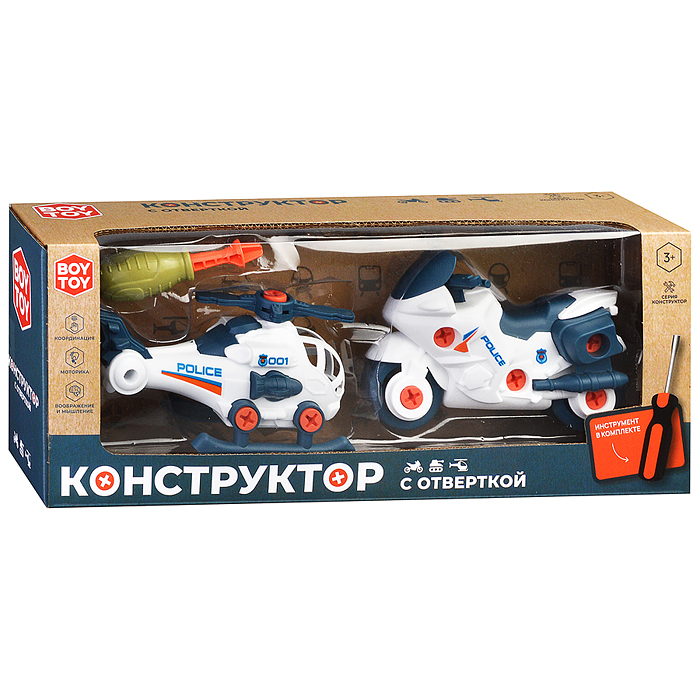 Конструктор BT0001-4 "Полиция" с отвёрткой, в коробке