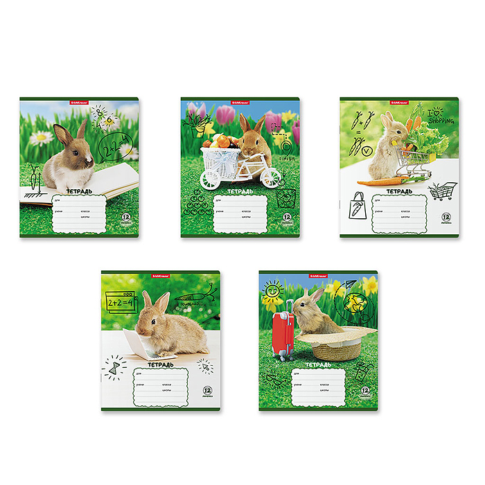 Фото к товару Тетрадь 12 л. линейка "Кролики" Тетрадь 12 л. линейка "Кролики"