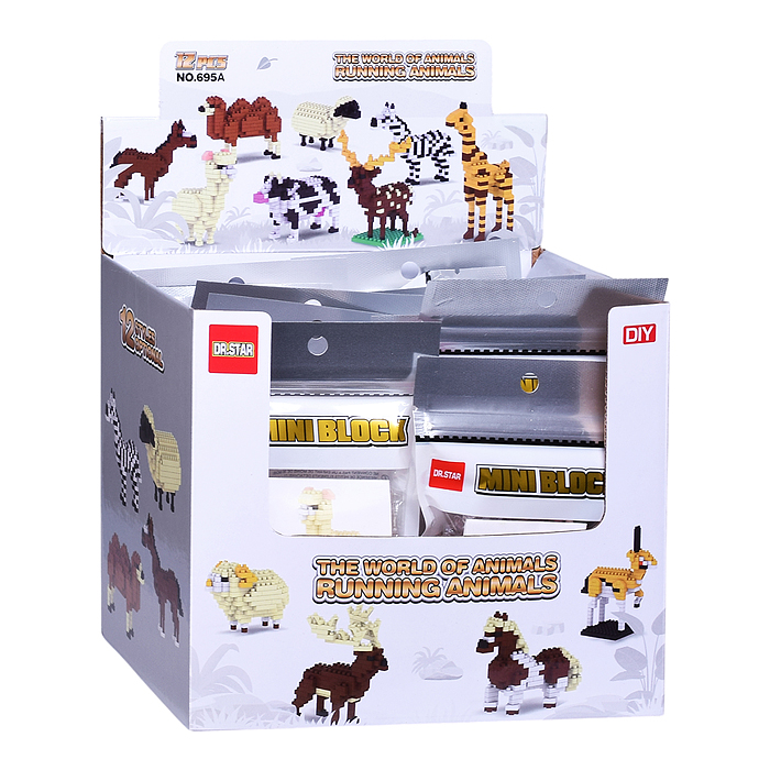 Конструктор 695A "Парнокопытные животные" в ассортименте, в коробке