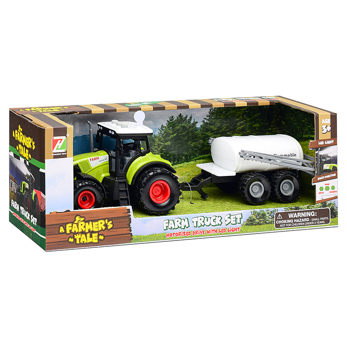Трактор 550-4E "Фермер" с прицепом, цвет зелёный, в коробке