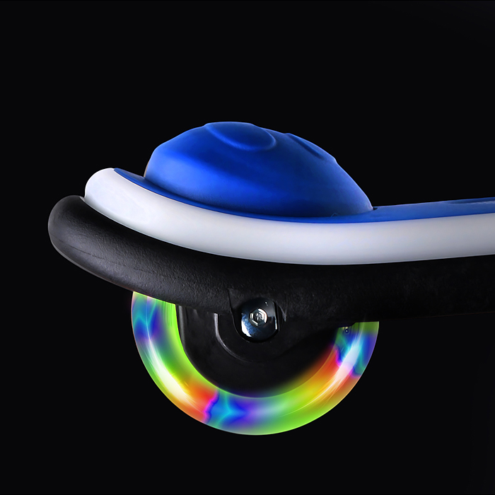 Самокат трёхколёсный R0200 ROCKET светящиеся колеса PU, дека, рулевая стойка, цвет зелено-синий