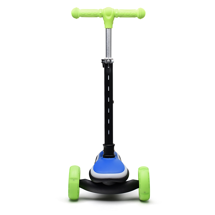 Самокат трёхколёсный R0200 ROCKET светящиеся колеса PU, дека, рулевая стойка, цвет зелено-синий