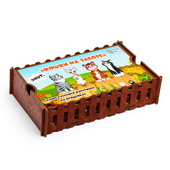 Набор счетного материала на прищепках "Кошки на заборе" 