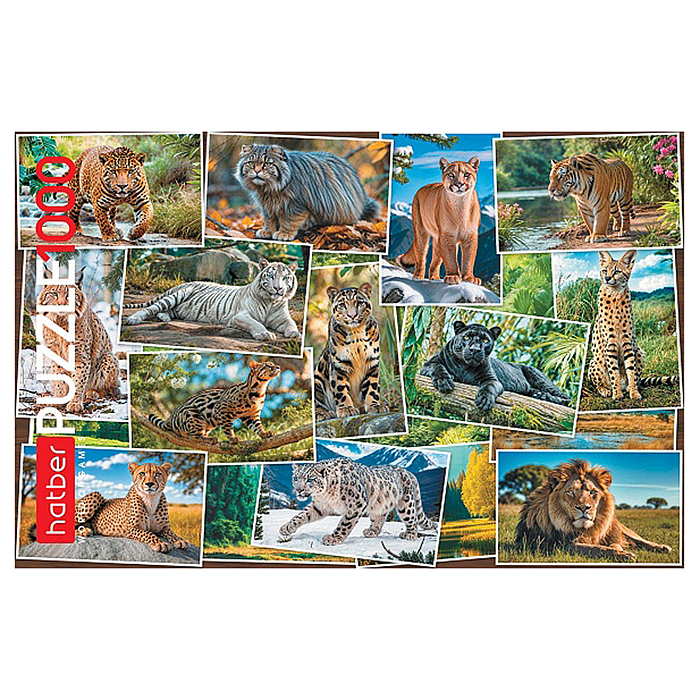 Пазлы 1000 "Дикие кошки"