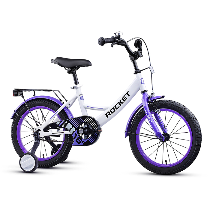 Фото к товару Велосипед 16" Rocket Gem, цвет белый/фиолетовый Велосипед 16" Rocket Gem, цвет белый/фиолетовый