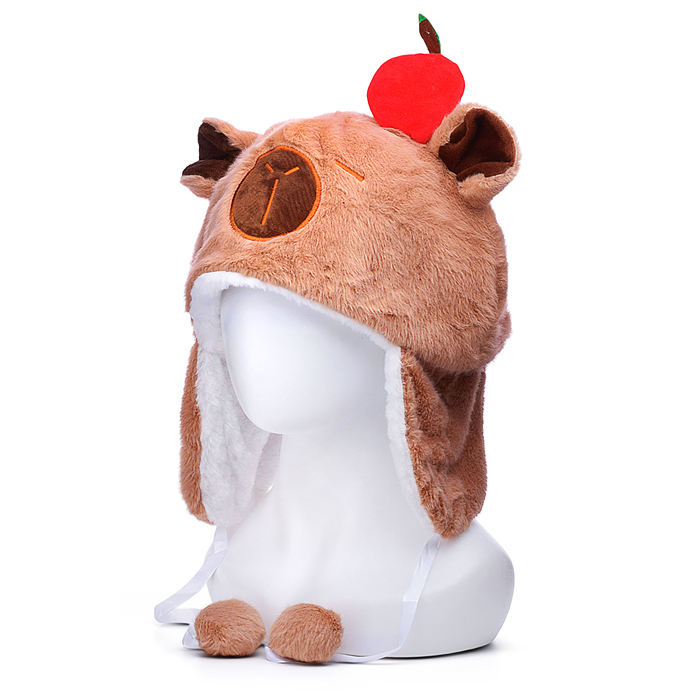 Шапка карнавальная 00-6839 "Капибара" с вишенкой 29*32см.