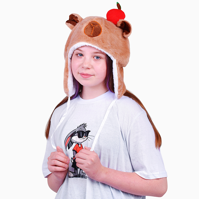 Шапка карнавальная 00-6839 "Капибара" с вишенкой 29*32см.