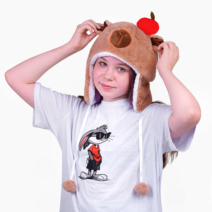 Шапка карнавальная 00-6839 "Капибара" с вишенкой 29*32см.