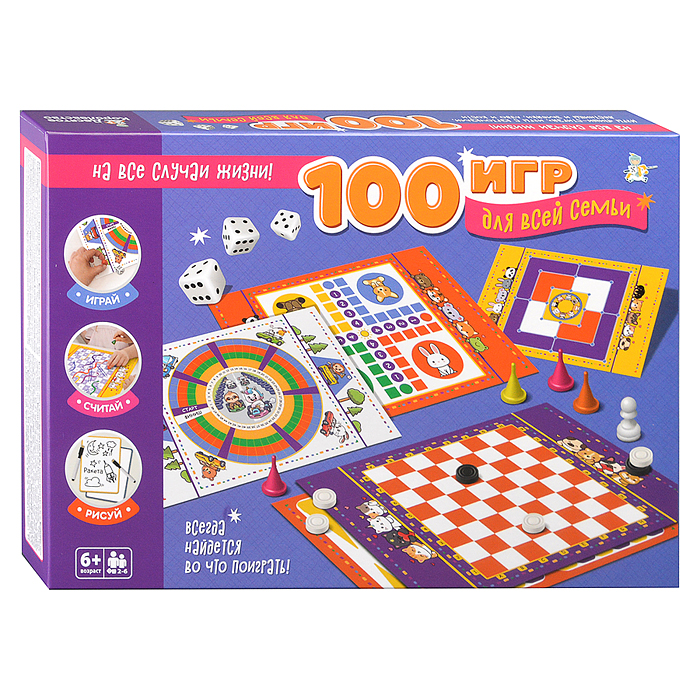 Фото к товару Игра настольная "100 игр для всей семьи" Игра настольная "100 игр для всей семьи"