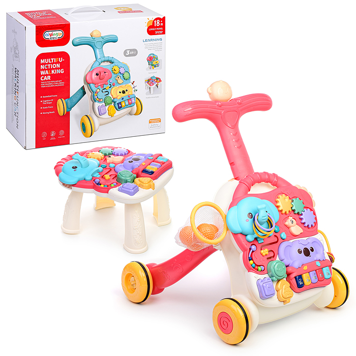 Игровой центр-Каталка 668-20 "Слоник и коала" цвет красный, в коробке
