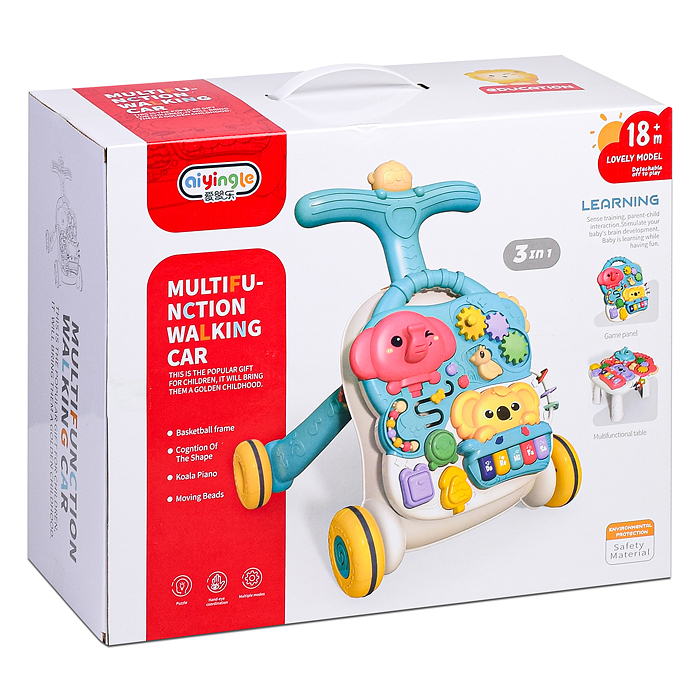 Каталка 668-20 "Слоник и коала" цвет красный, в коробке