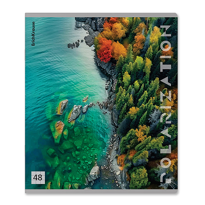 Тетрадь 48 л. клетка "Polarization" с пластиковой обложкой на скобе