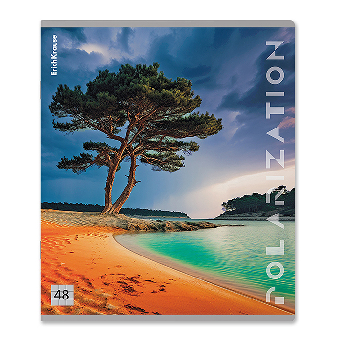 Тетрадь 48 л. клетка "Polarization" с пластиковой обложкой на скобе