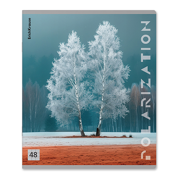 Тетрадь 48 л. клетка "Polarization" с пластиковой обложкой на скобе