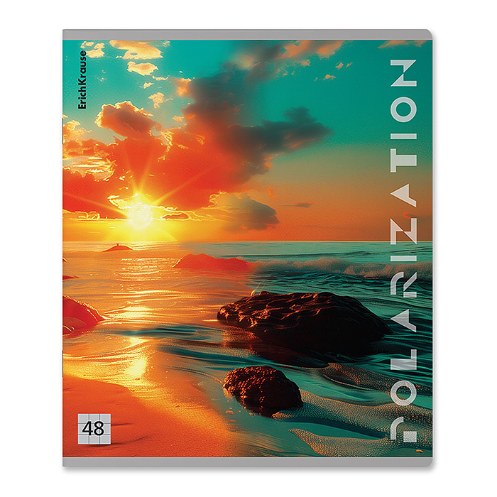 Тетрадь 48 л. клетка "Polarization" с пластиковой обложкой на скобе