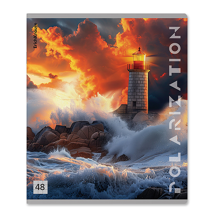 Тетрадь 48 л. клетка "Polarization" с пластиковой обложкой на скобе