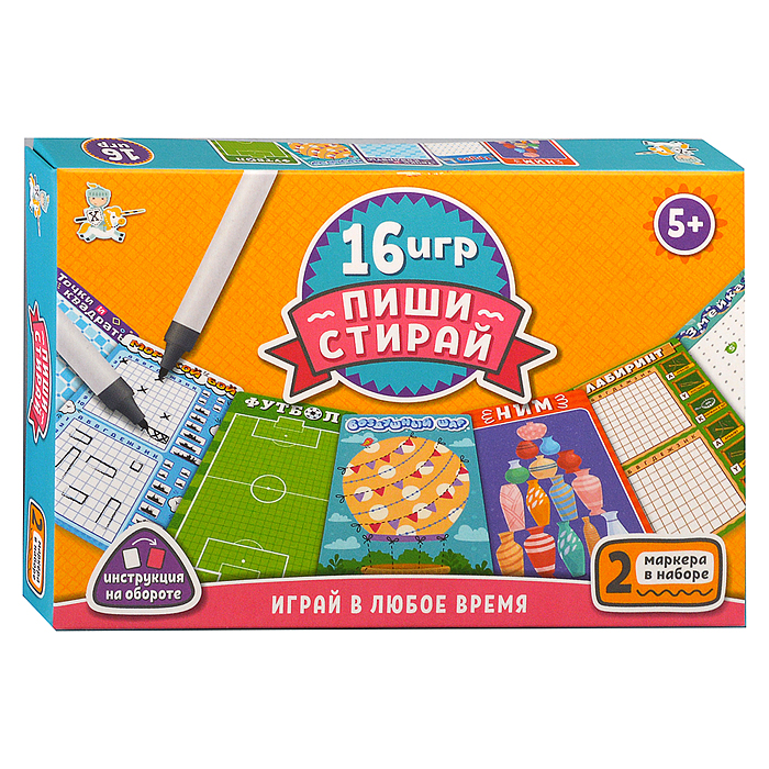 Фото к товару Игра развивающая "16 игр Пиши-Стирай" Игра развивающая "16 игр Пиши-Стирай"