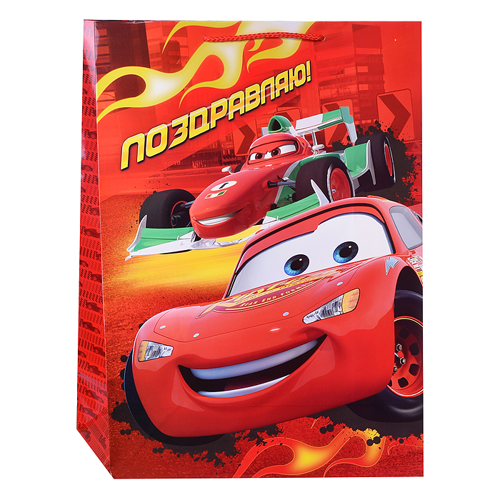 Фото к товару Пакет подарочный глянцевый размер xl "Тачки" Пакет подарочный глянцевый размер xl "Тачки"