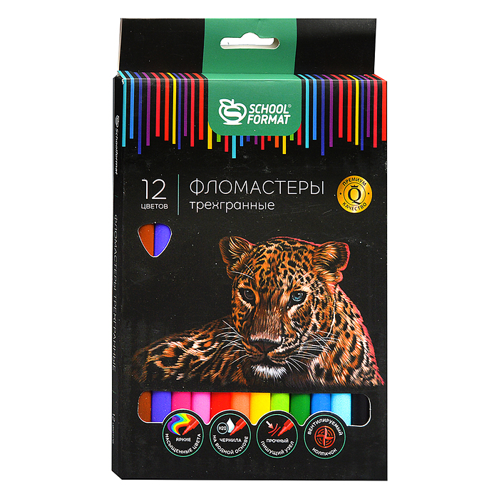 Фломастеры 12 цв. "Дикая планета" классические, трехгран. корп. стандартные карт. упак.