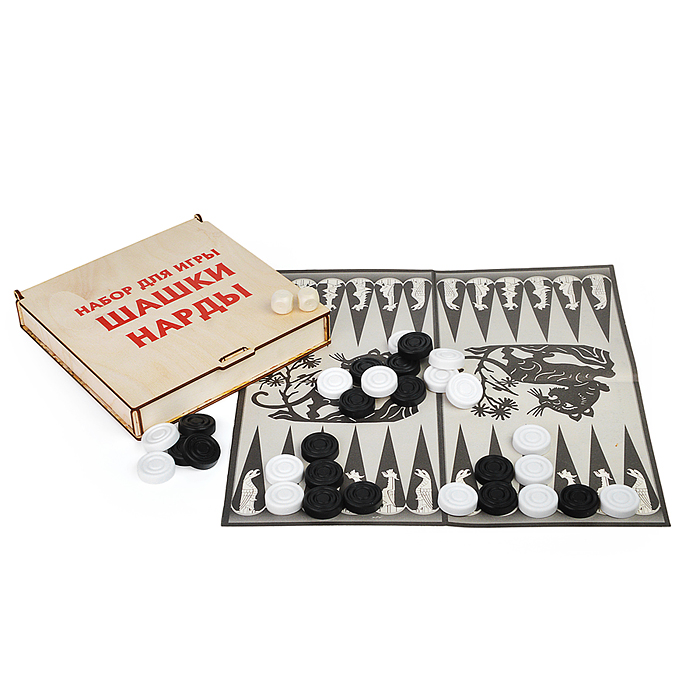 Шашки-нарды (в деревяной коробке, картонное поле)