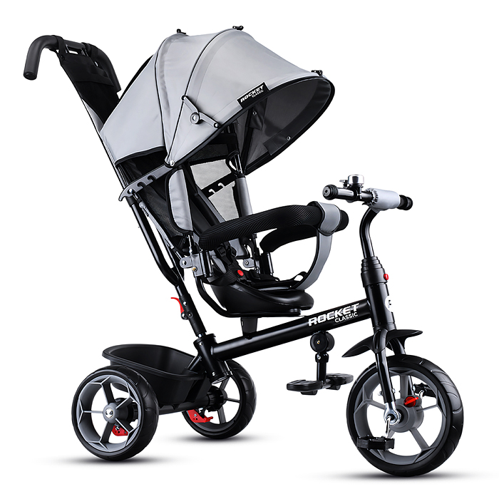 Велосипед трехколесный Rocket 136-GR, колеса EVA 10"/8", цвет серый Велосипед трехколесный Rocket 136-GR, колеса EVA 10"/8", цвет серый