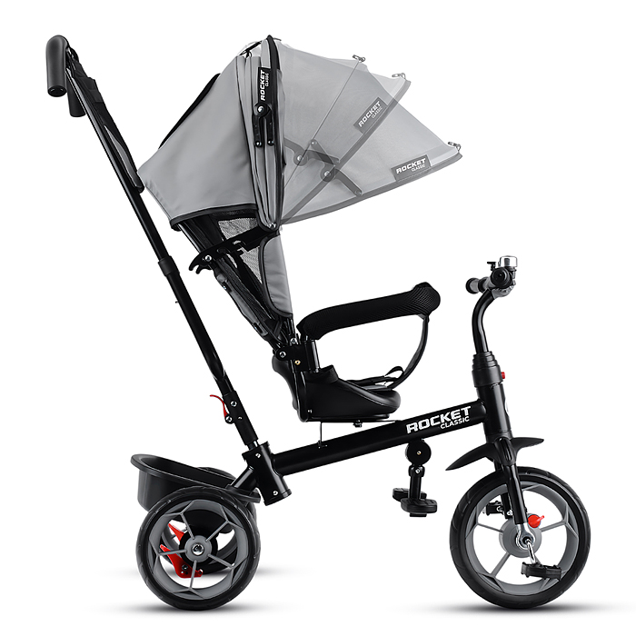 Фото к товару Велосипед трехколесный Rocket 136-GR, колеса EVA 10"/8", цвет серый Велосипед трехколесный Rocket 136-GR, колеса EVA 10"/8", цвет серый
