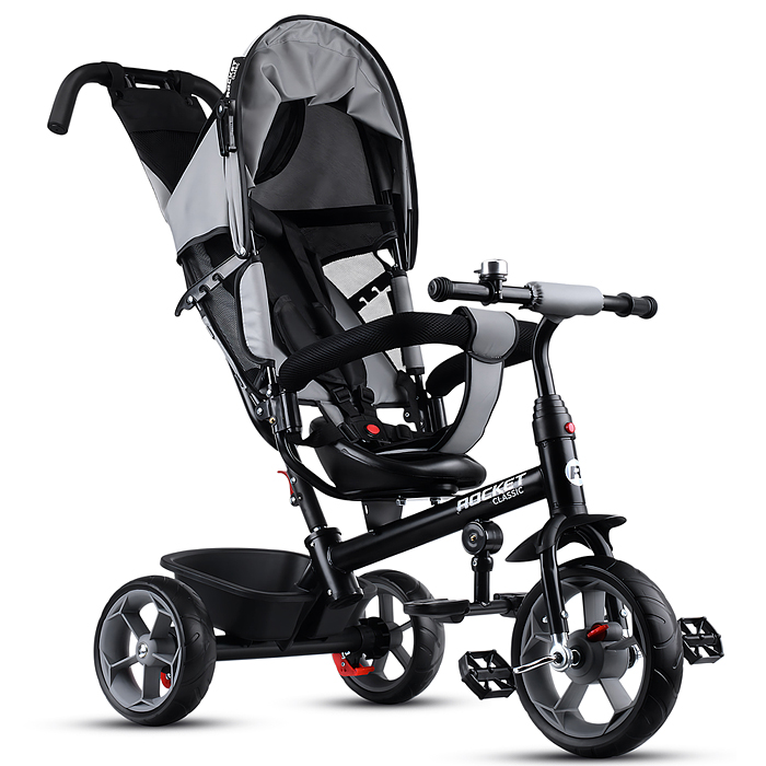 Фото к товару Велосипед трехколесный Rocket 136-GR, колеса EVA 10"/8", цвет серый Велосипед трехколесный Rocket 136-GR, колеса EVA 10"/8", цвет серый