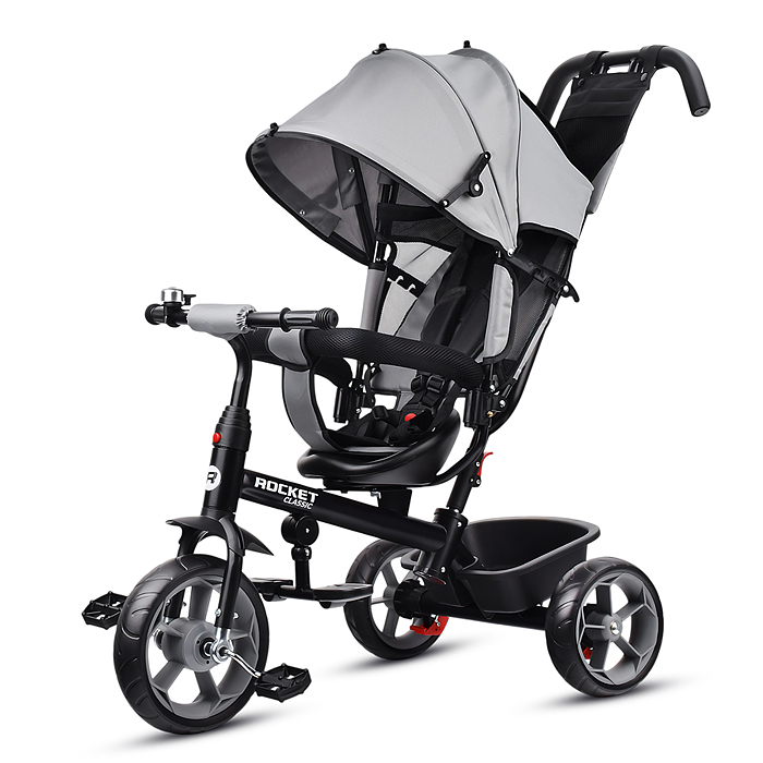 Фото к товару Велосипед трехколесный Rocket 136-GR, колеса EVA 10"/8", цвет серый Велосипед трехколесный Rocket 136-GR, колеса EVA 10"/8", цвет серый