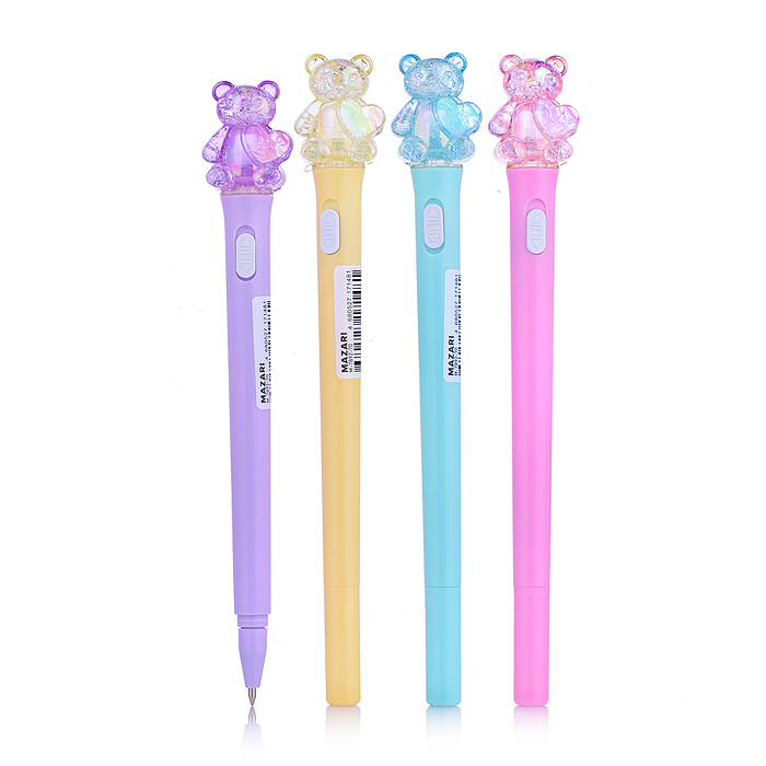 Ручка шариковая Bear, Синяя, с подсветкой, пулевидный пиш.узел 0.7мм, корпус пластиковый, сменный ст