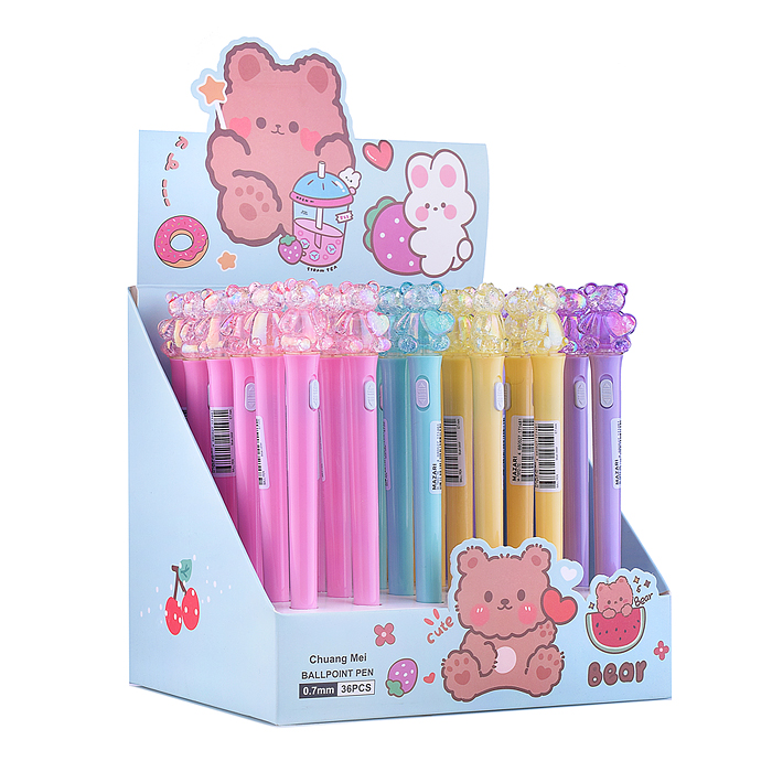 Ручка шариковая Bear, Синяя, с подсветкой, пулевидный пиш.узел 0.7мм, корпус пластиковый, сменный ст