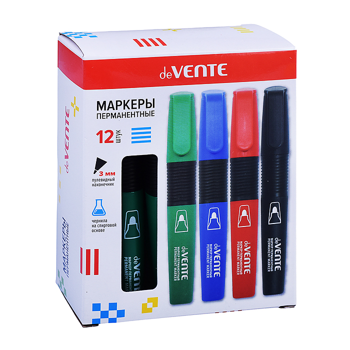 Фото к товару Маркер перманентный круглый корпус с каучуковыми вставками, пулевидный наконечник, ширина Маркер перманентный круглый корпус с каучуковыми вставками, пулевидный наконечник, ширина