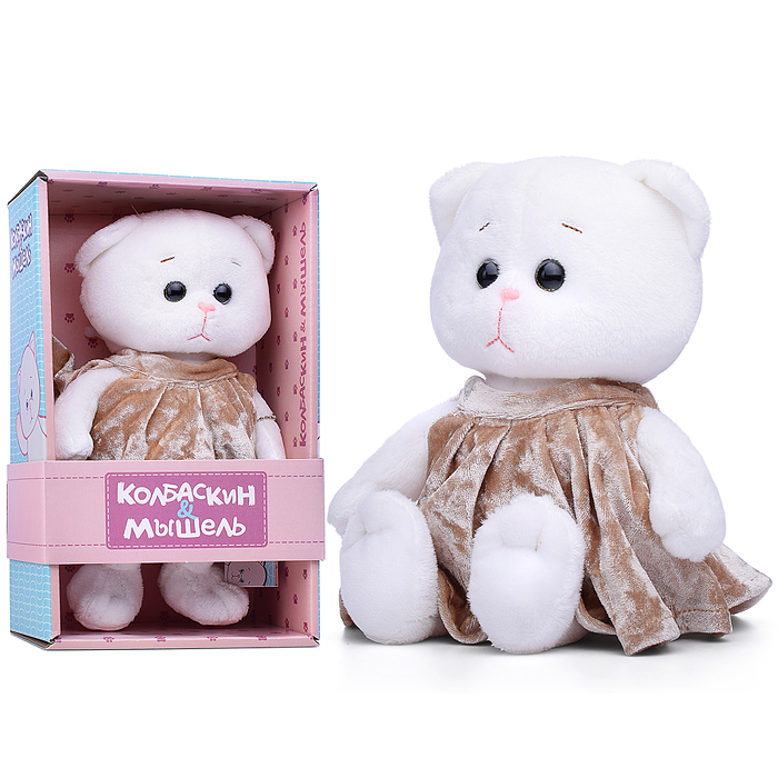 Мышель в Бежевом Бархатном Платье, 20 см, в Коробке