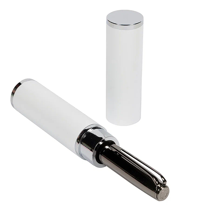 Фото к товару Ручка "Napoli" в тубусе круглой формы, 1,0 мм, синяя (корпус сер и вор сталь, футляр белый) Ручка "Napoli" в тубусе круглой формы, 1,0 мм, синяя (корпус сер и вор сталь, футляр белый)