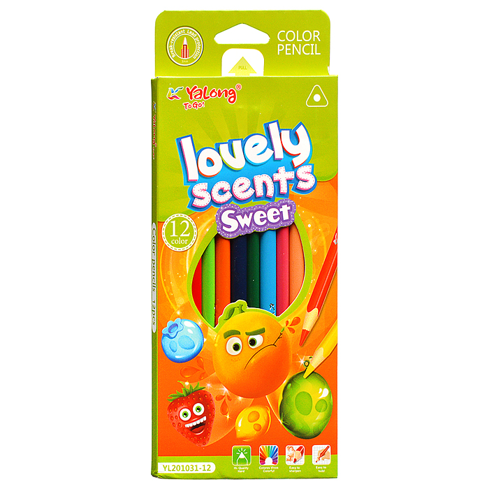 Карандаши цветные 12 цв., "Фрукт" пластиковые, трехгранные, заточенные, грифель 2.8 мм, карто