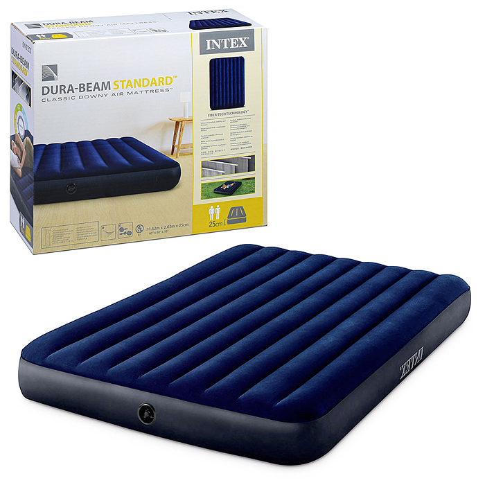 Матрас надувной Classic Downy Fiber-Tech, 152 х 203 x 25 см, 64759 INTEX не товарный вид,нарушена уп