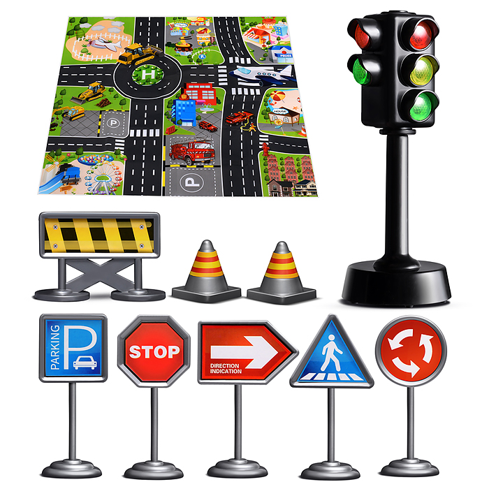 Фото к товару Набор дорожных знаков UT0190 "Мой друг-светофор!" в коробке Набор дорожных знаков UT0190 "Мой друг-светофор!" в коробке
