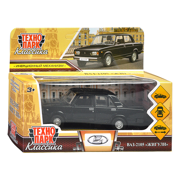 Машина металл LADA ваз-2105 1997 12 cm, двери, багаж, инерц.черный