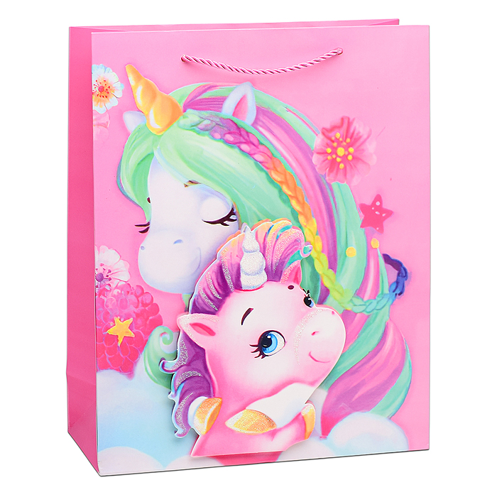 Пакет подарочный 00-6329 "Милый единорожка" 32х26х10 см