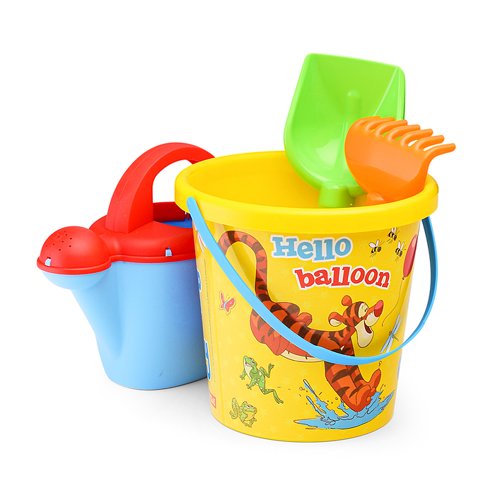 Фото к товару Набор Disney «Винни и его друзья» №9: ведро с наклейкой, лопатка №5, грабельки №5, лейка №10 Набор Disney «Винни и его друзья» №9: ведро с наклейкой, лопатка №5, грабельки №5, лейка №10