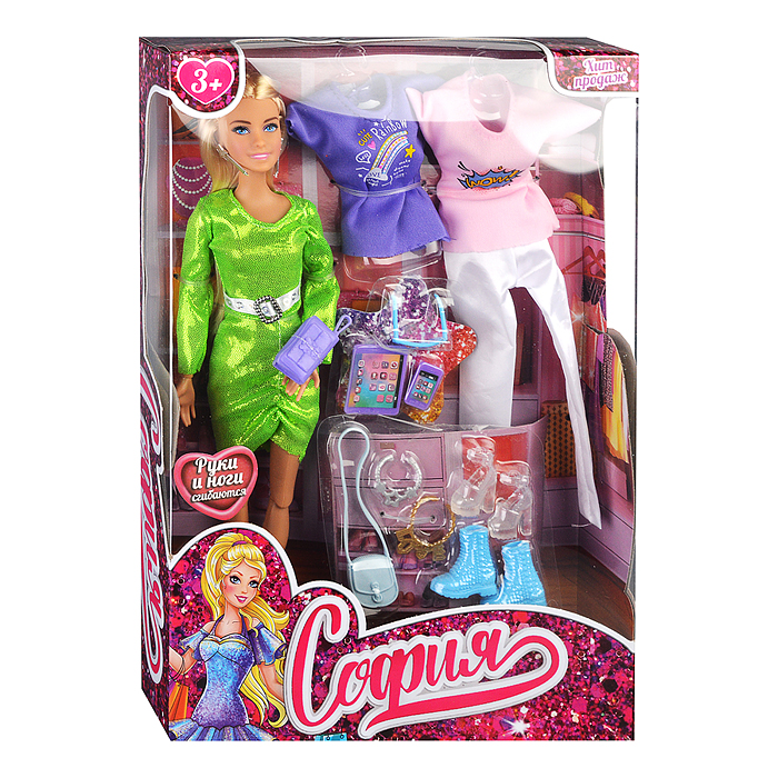 Кукла 29см София (руки и ноги сгиб, 2 комплекта одежды, акс,) в коробке