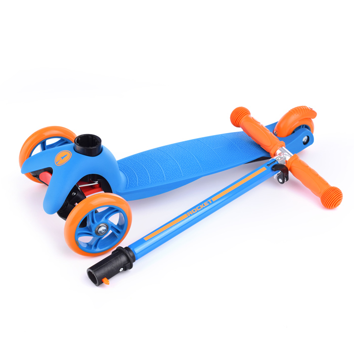 Самокат трёхколёсный ROCKET колёса PU, цвет оранжево-синий