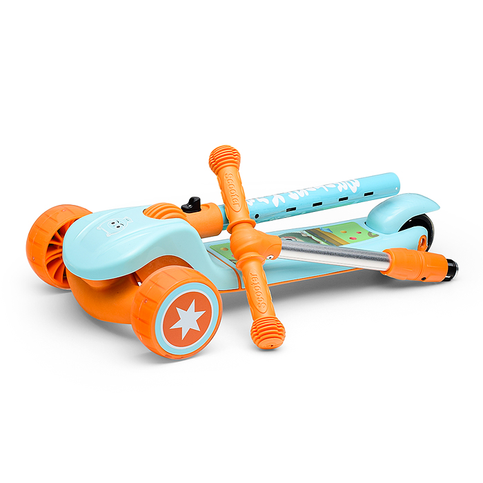 Фото к товару Самокат U001196Y 3-х кол., оранжево-голубой, PU, в коробке Самокат U001196Y 3-х кол., оранжево-голубой, PU, в коробке