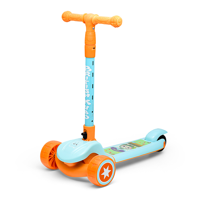 Фото к товару Самокат U001196Y 3-х кол., оранжево-голубой, PU, в коробке Самокат U001196Y 3-х кол., оранжево-голубой, PU, в коробке