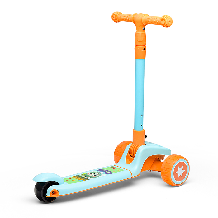 Фото к товару Самокат U001196Y 3-х кол., оранжево-голубой, PU, в коробке Самокат U001196Y 3-х кол., оранжево-голубой, PU, в коробке