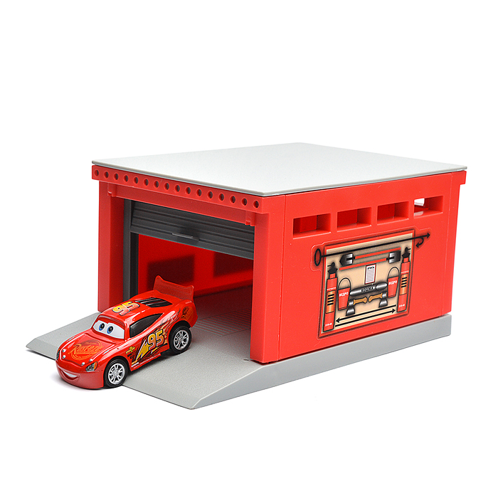 Модель пластик Гараж 20,5 см, ворота, тачки