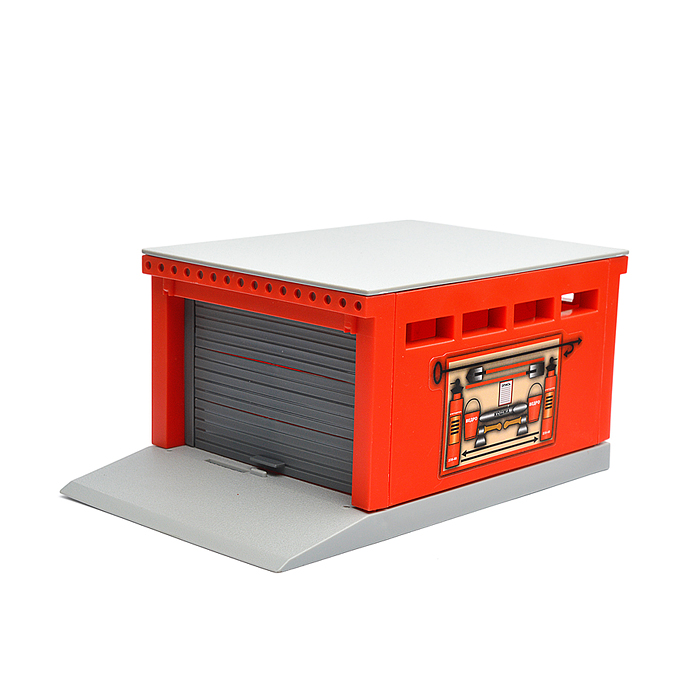 Модель пластик Гараж 20,5 см, ворота, тачки