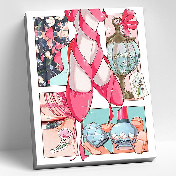 Картина по номерам 40х50 "Розовый коллаж" (25 цветов)